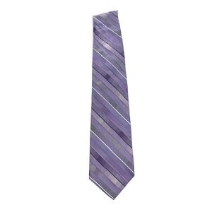 Calvin Klein Mens Silk Tie Purple Grey Diagonal Striped Extra Long Necktie